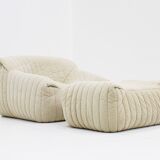 Beige Cinna Sandra Armchair & Footstool by Annie Hiéronimus for Ligne Roset