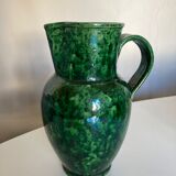 Vaullauris green varnished earth vase pitcher 1960