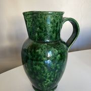 Glazed earthenware pitcher vase in green, Vaullauris, 1960.