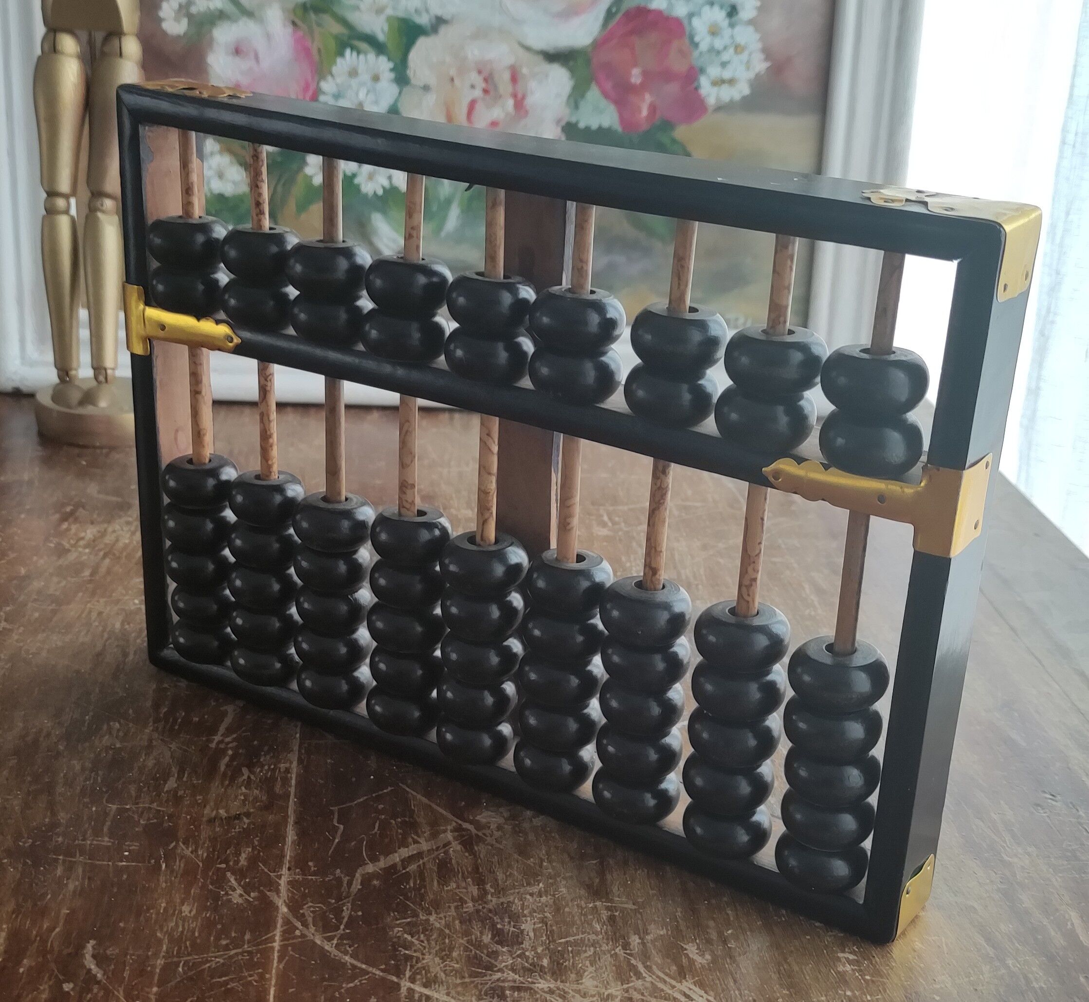 Boulier chinois en bois et laiton