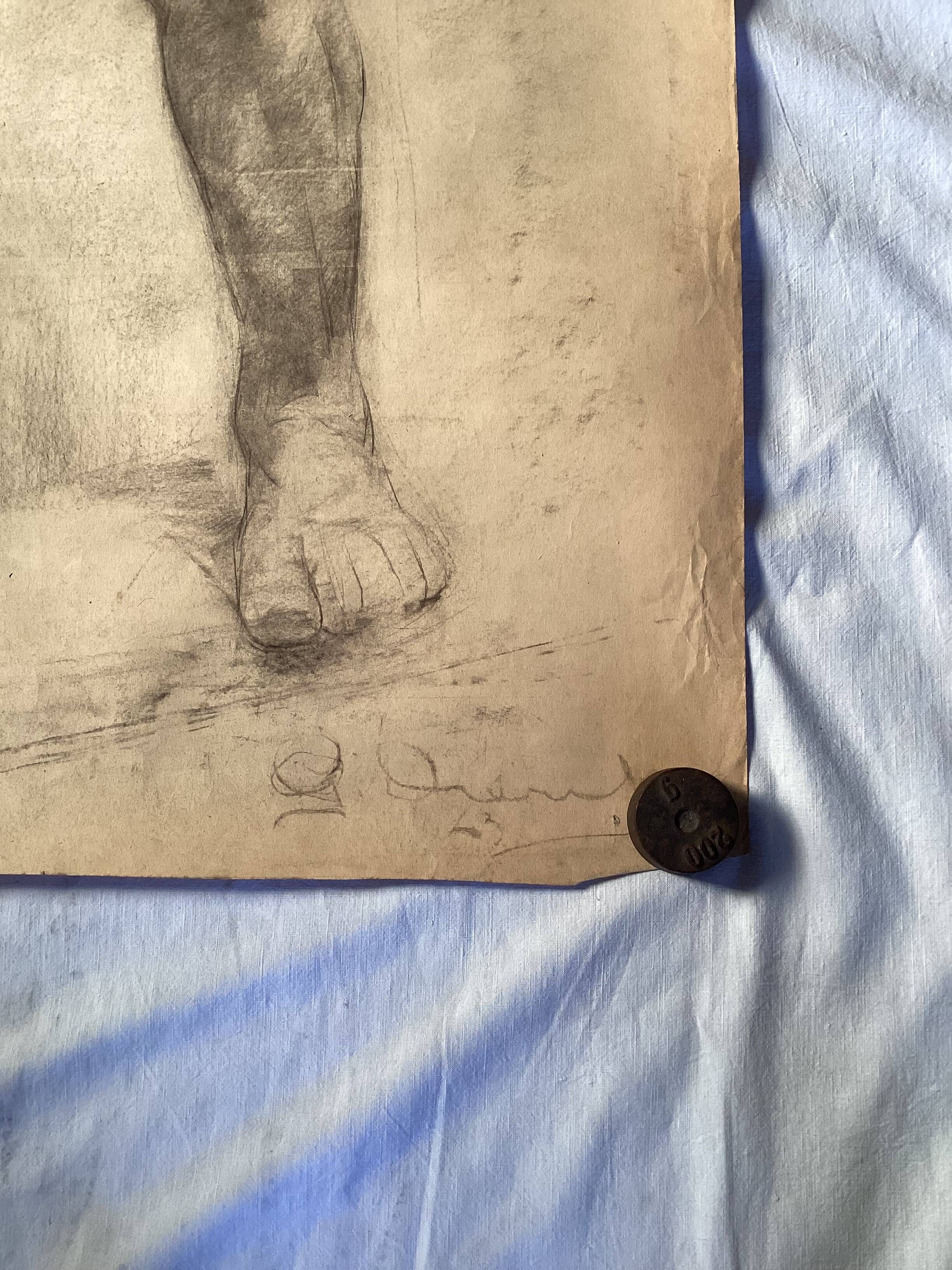 Large drawing of a man signed around 1943 pencil on paper dimensions: height -120cm-
