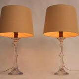 Mouth-blown designer lamp set with cream lampshades by Ingo Maurer, 1960