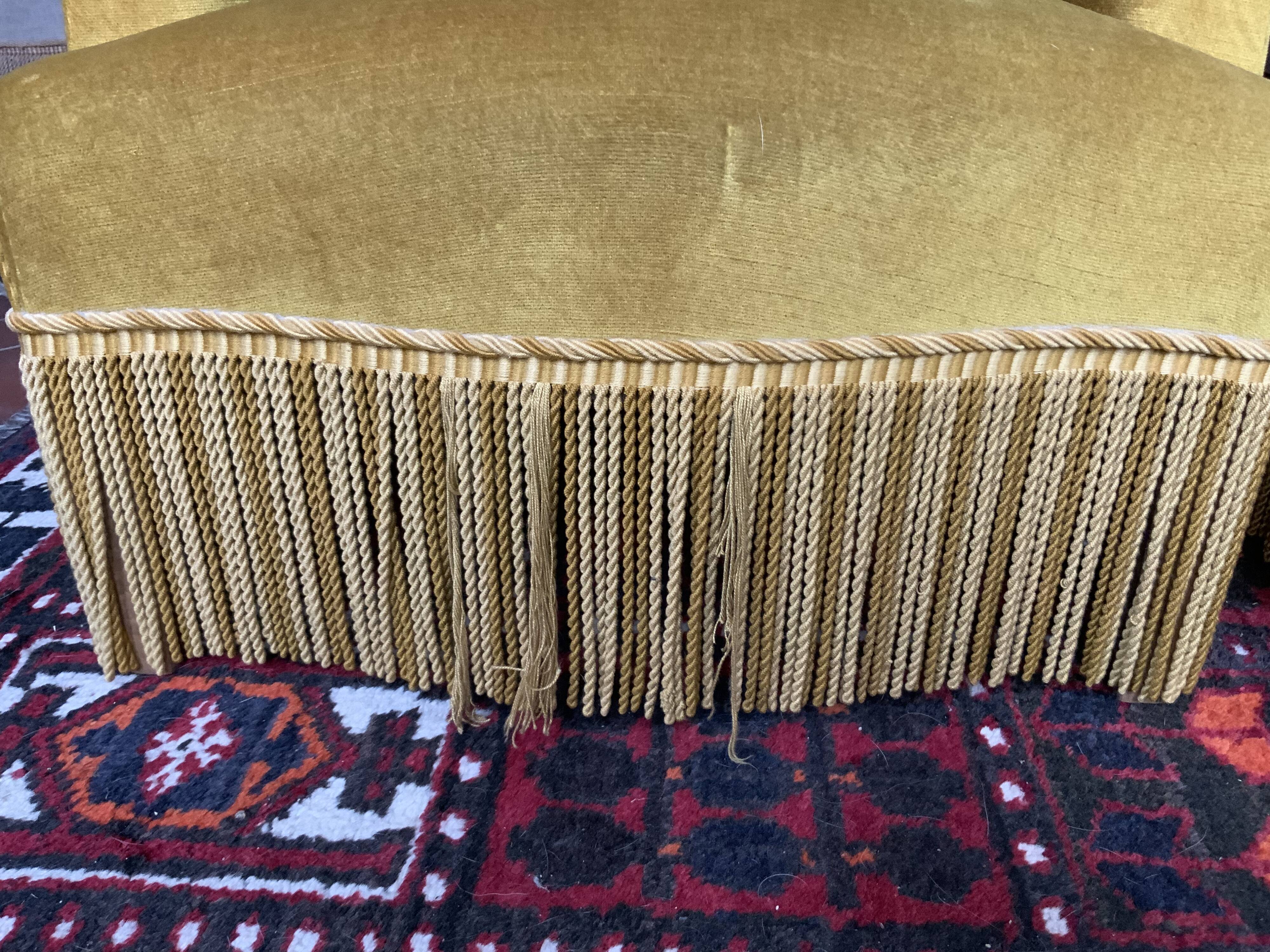 Pair of golden yellow toad armchairs