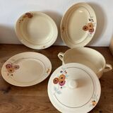 Complete Saint-Amand earthenware service, series 8549, 1940s