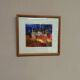 European vintage oil on canvas "Abstract" by unknown artist, glazed and framed 33×30cm
