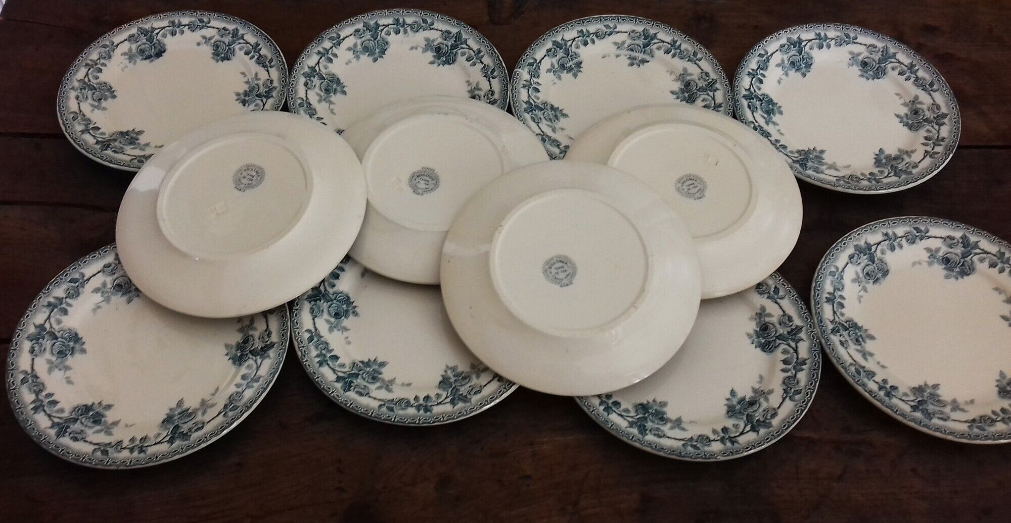 Lot 12 Flat Plates Iron Land Choisy the King Roses Blue Boulenger