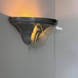 Vintage art deco wall light, brushed metal and glass, France 1930
