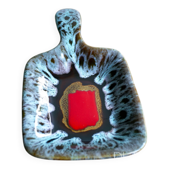 Vintage Ceramic Trinket Dish, Studio Pottery Vallauris Style, Red Grey Blue