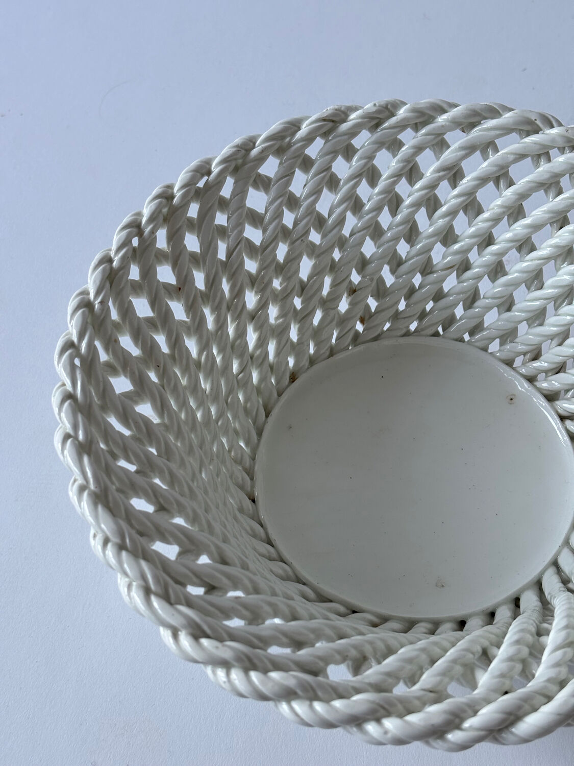 Antique twisted ceramic basket, 1930