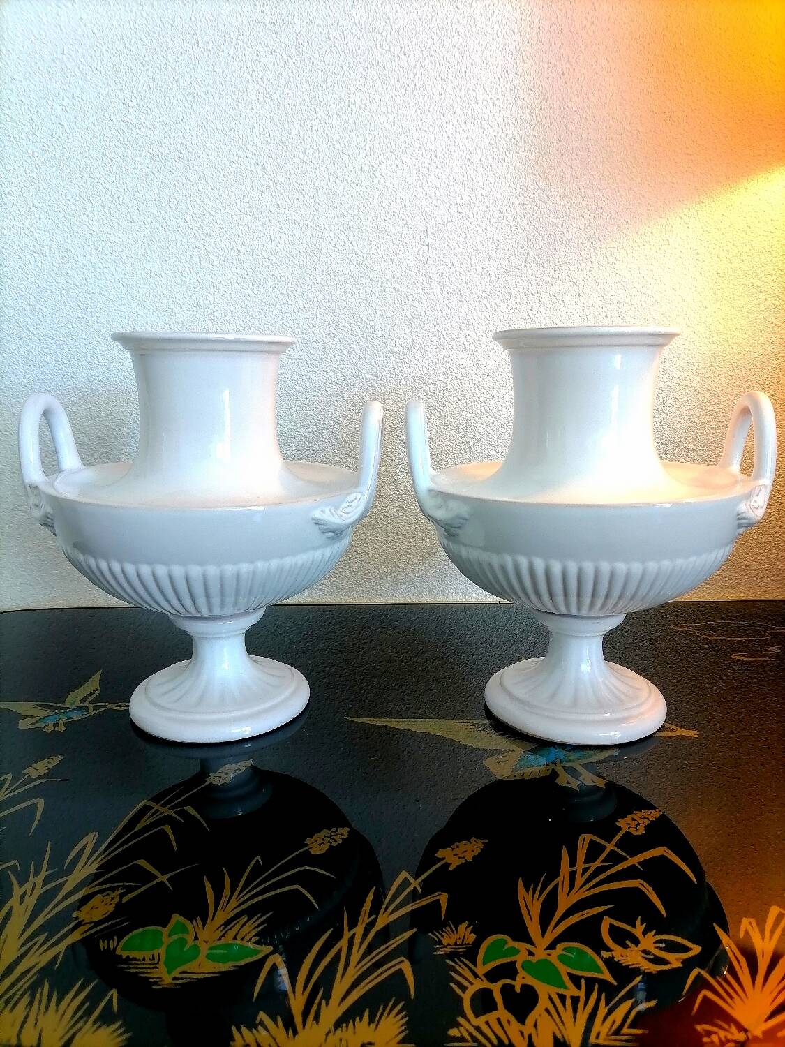 2 Niderviller Grand Siècle Beyerlé Style Calyx Krater vases
