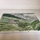 Mountain landscape painting oil on canvas signed