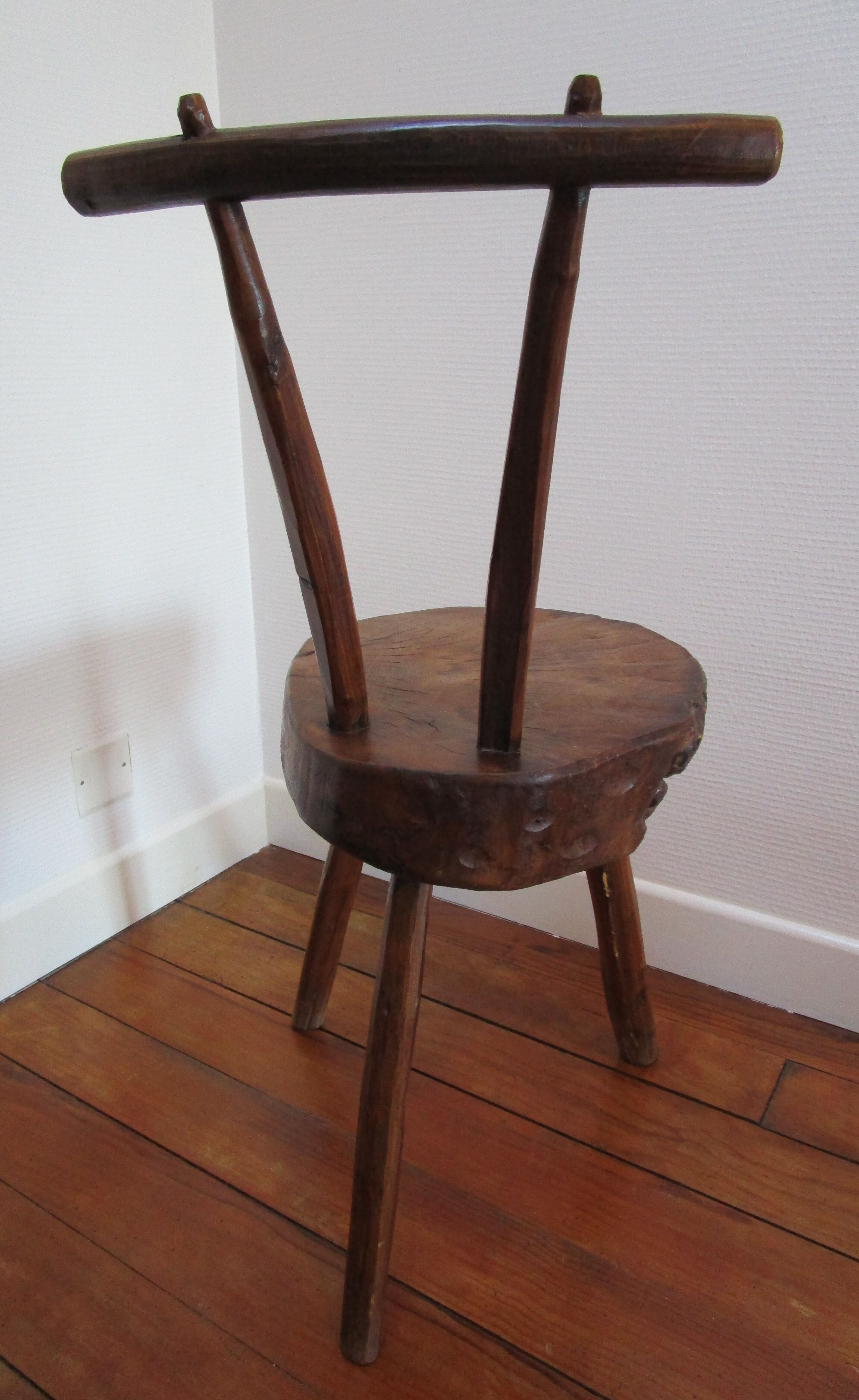 Tripod Chair solid wood folk art brutaliste