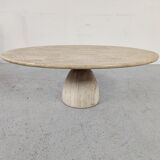 Table basse ovale en travertin par Peter Draenert, années 80