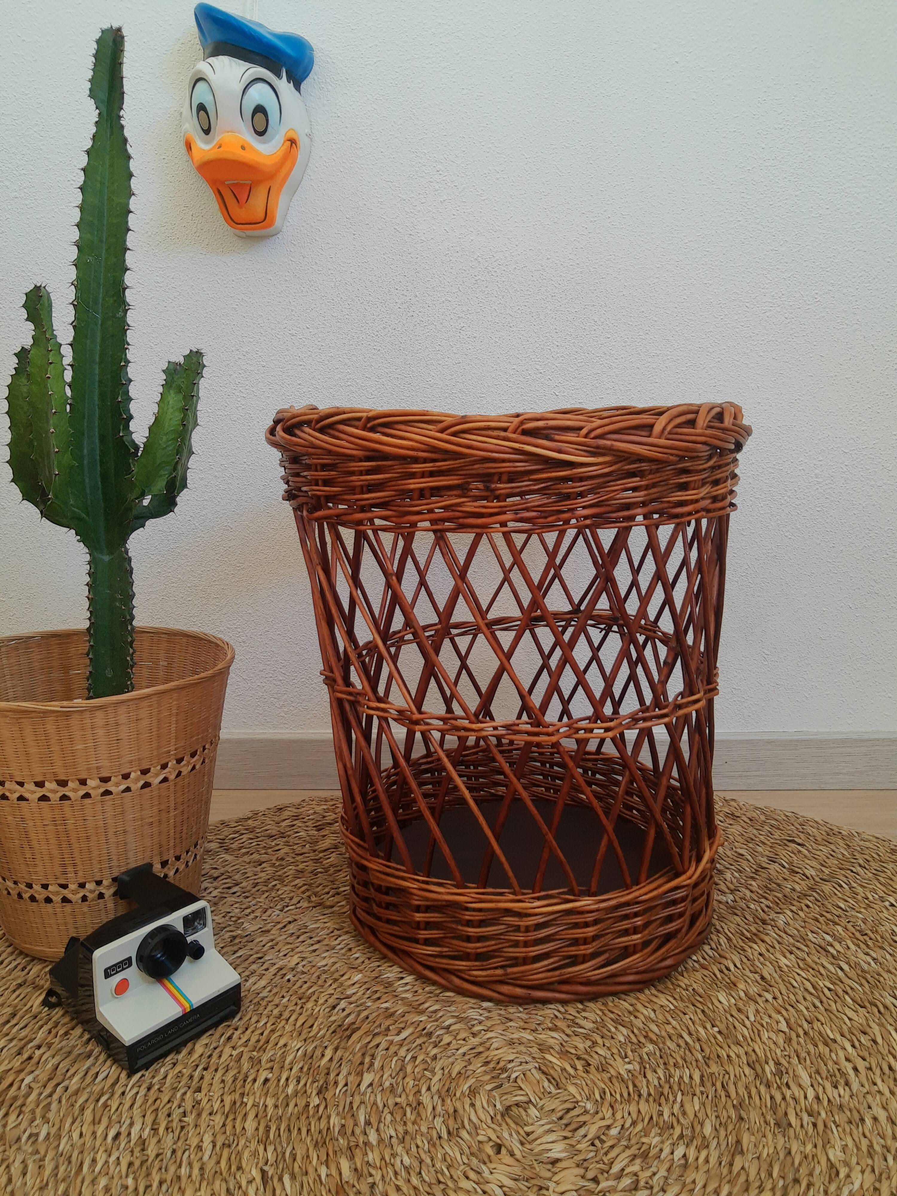 Large basket / laundry basket - vintage wicker toy basket