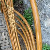 Rattan and leather headboard 140cm vintage 1970