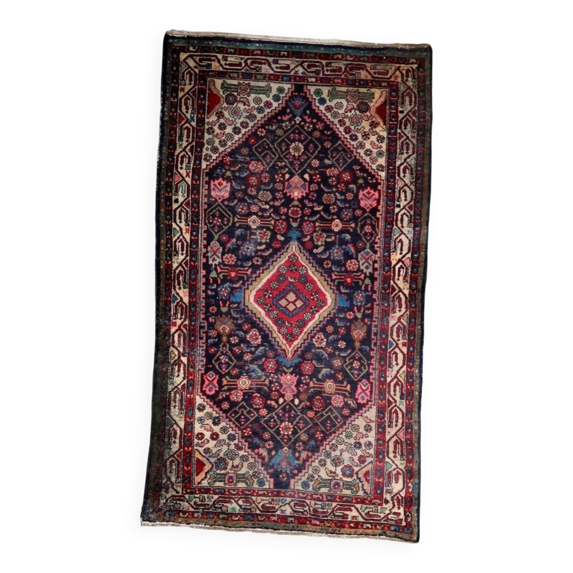 Antique Persian Hamadan handmade rug 3.8' x 6.7' 1920s - 1C1215