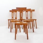 Set of 6 wooden T backs Dining Chairs - 1960s