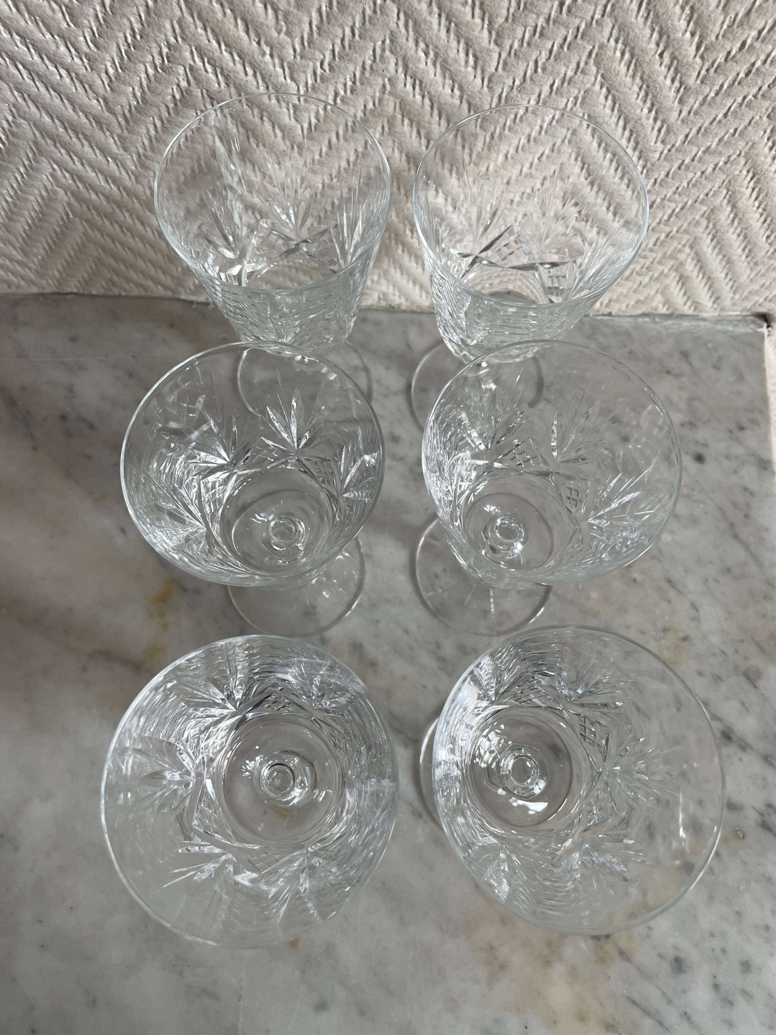 Saint Louis Camargue style palmette crystal stemmed glasses
