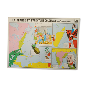 Affiche scolaire colonies françaises XVII et XVIIIeme siecle recto verso