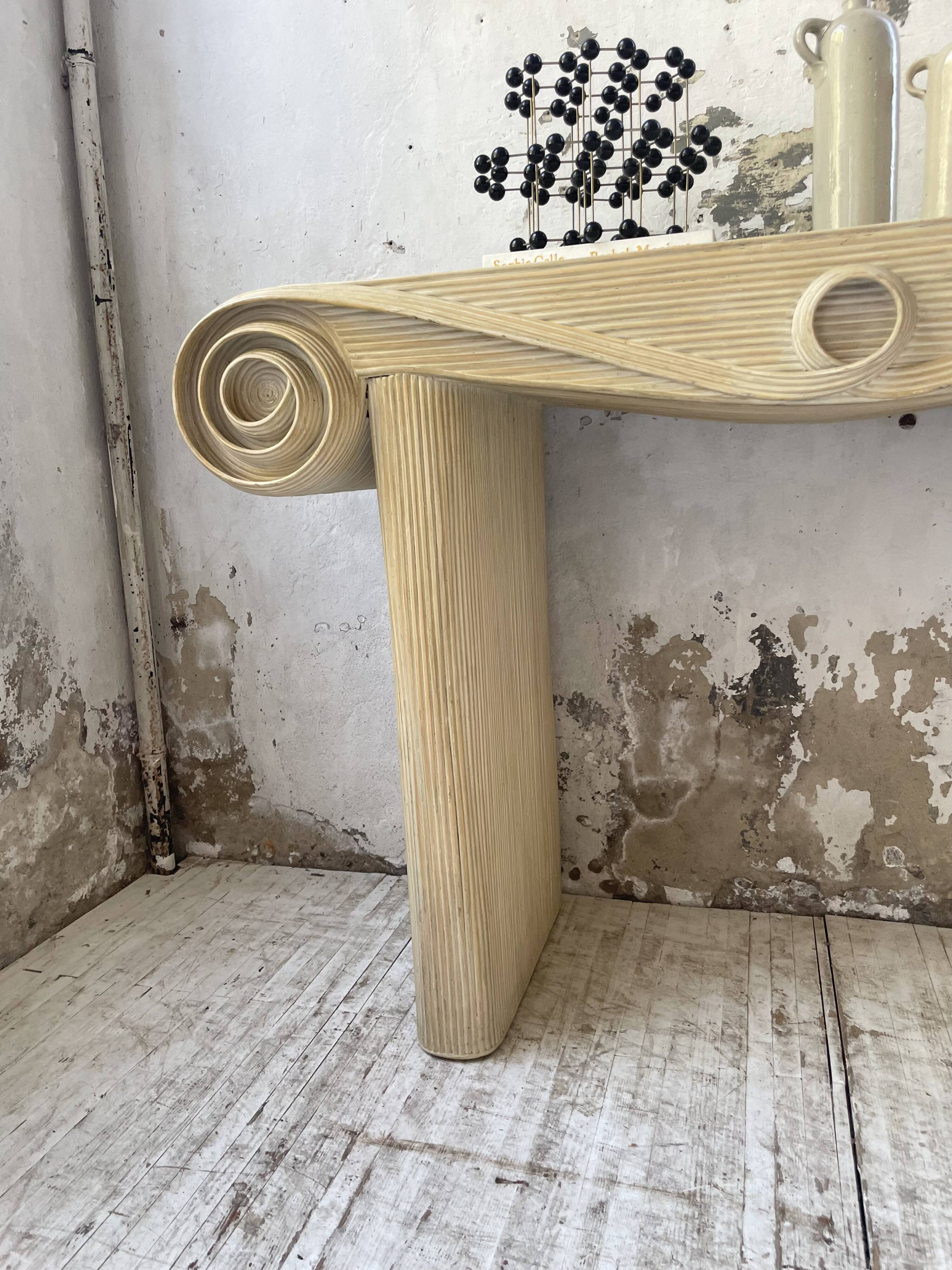 70s console in tropicalist rattan