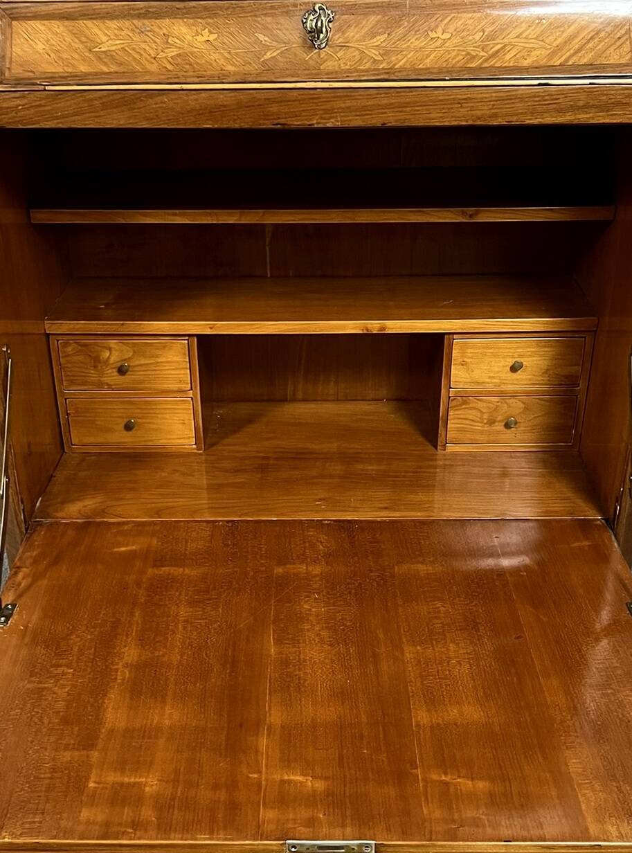 Marquetry drop-leaf secretary in Louis XV style circa 1900.