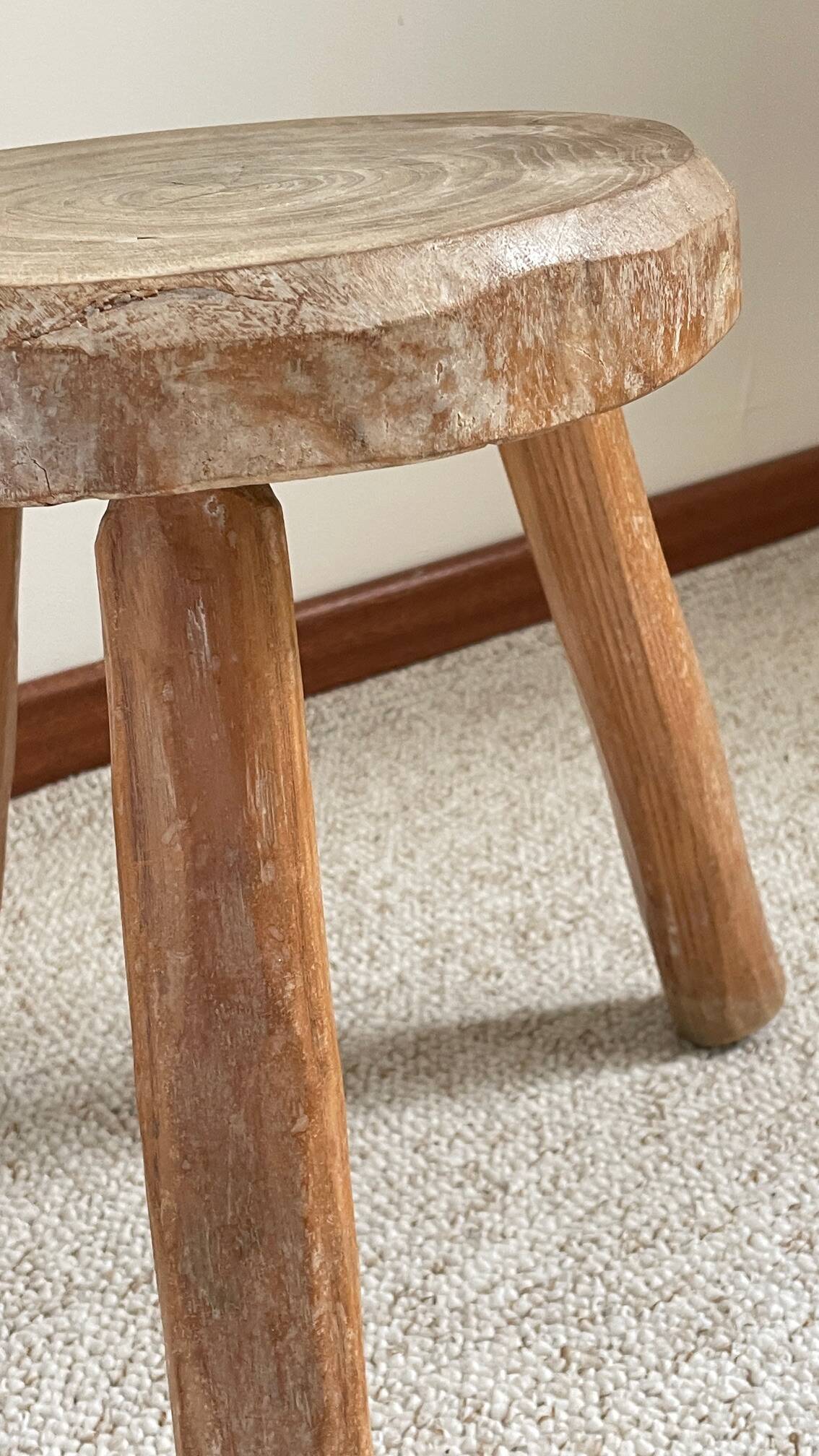 Vintage Solid Wood Tripod Stool