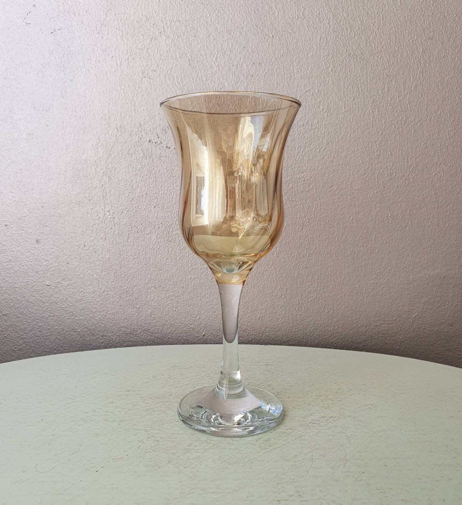 Set of 6 pastel colors 80s crystal wine glasses