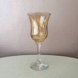 Set of 6 pastel colors 80s crystal wine glasses