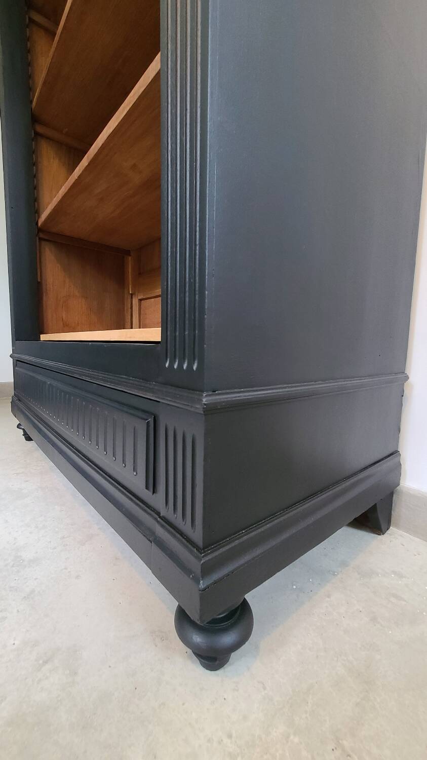 Old black oak bookcase drawer storage unit dresser shelf cabinet of curiosities