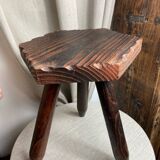 French tripod farm stool in wood, 1960s