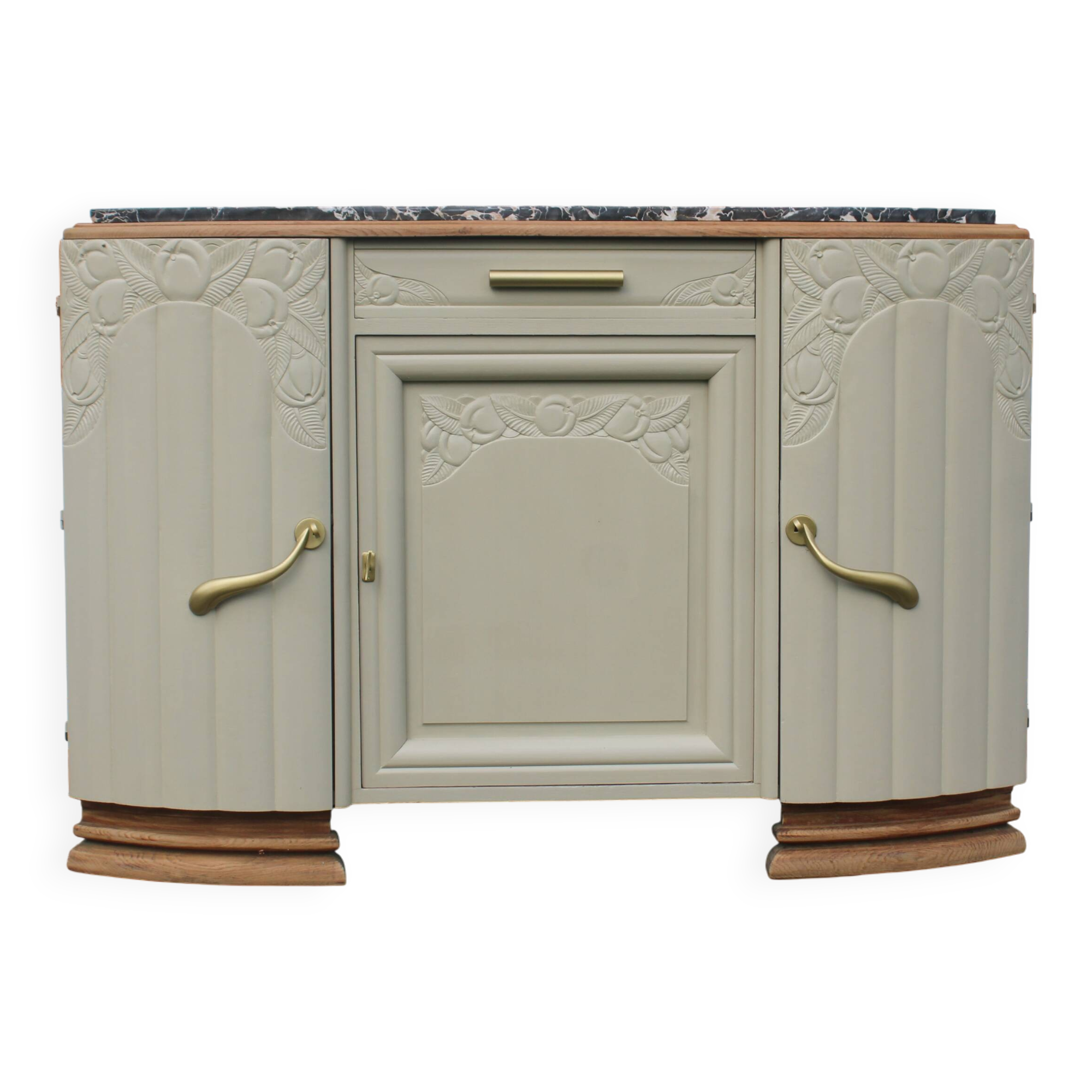 Art Deco sideboard in renovated solid oak – marble top