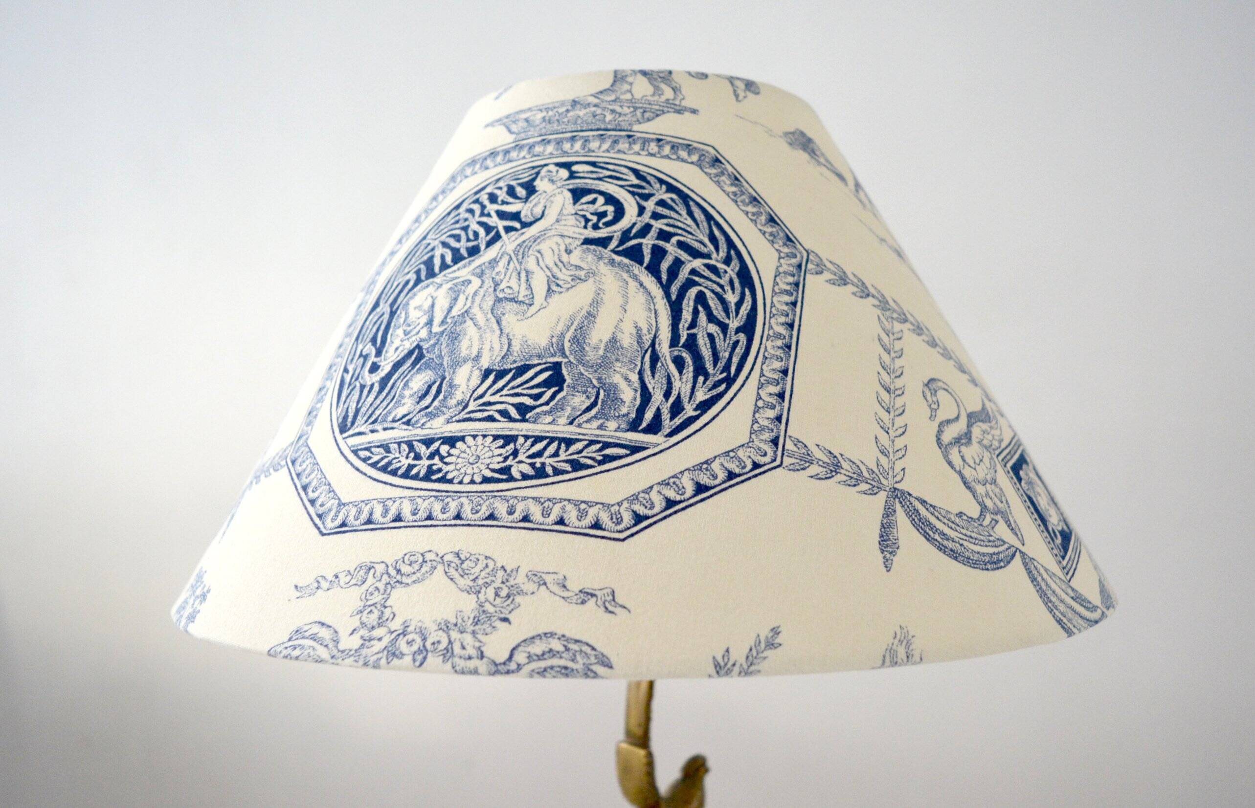 Toile de Jouy lampshade, Diana the Huntress motif