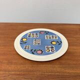 Mid-century German ceramic cake plate with floral patterns by Limburg, 1960s.