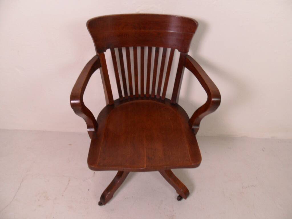 Antique oak office armchair