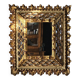 Vintage ethnic mirror, handcrafted golden wood, 1950.