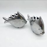 Pair of “Fish” vases / Cast aluminum – 1980s
