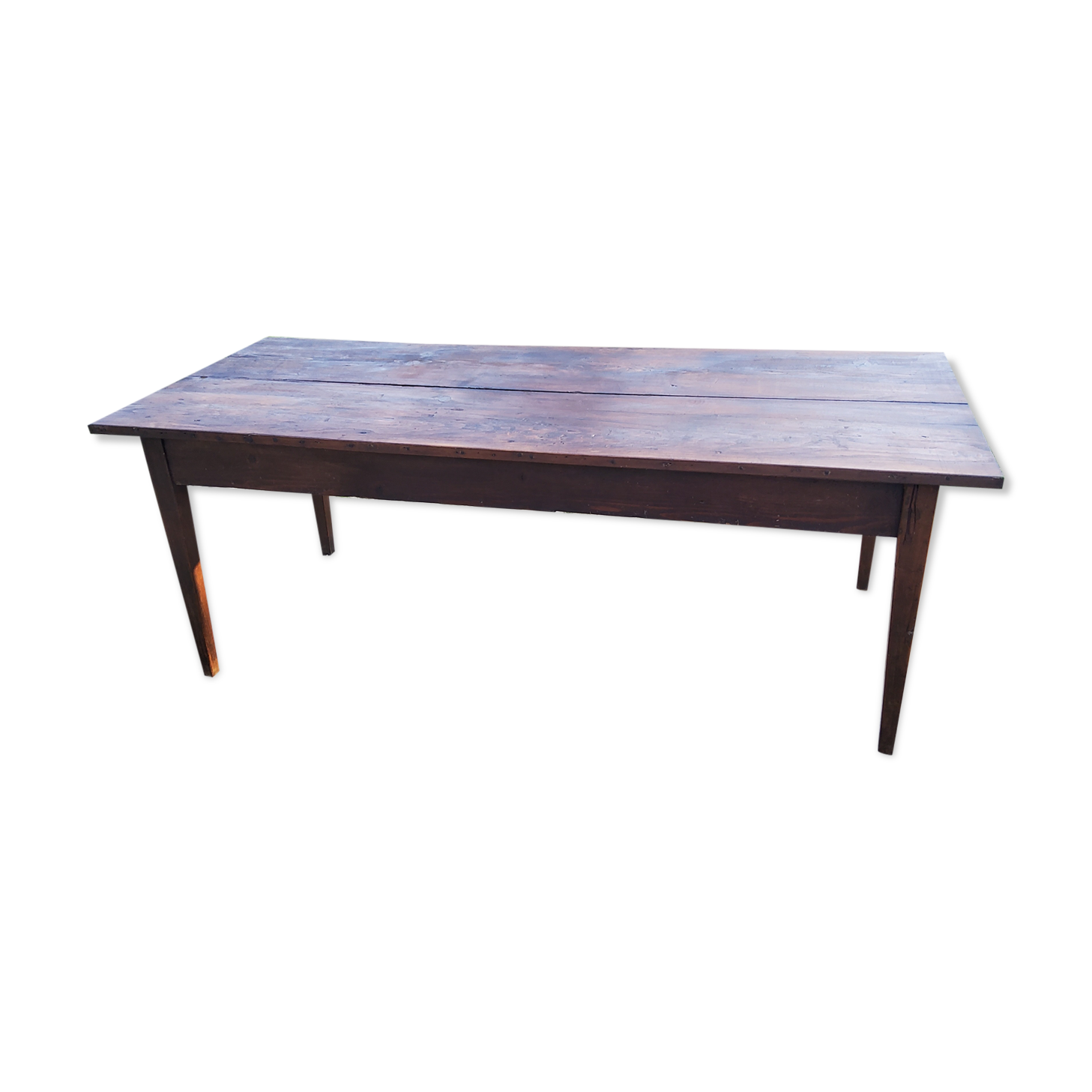 Farmhouse table XIXth century 196cm spindle feet