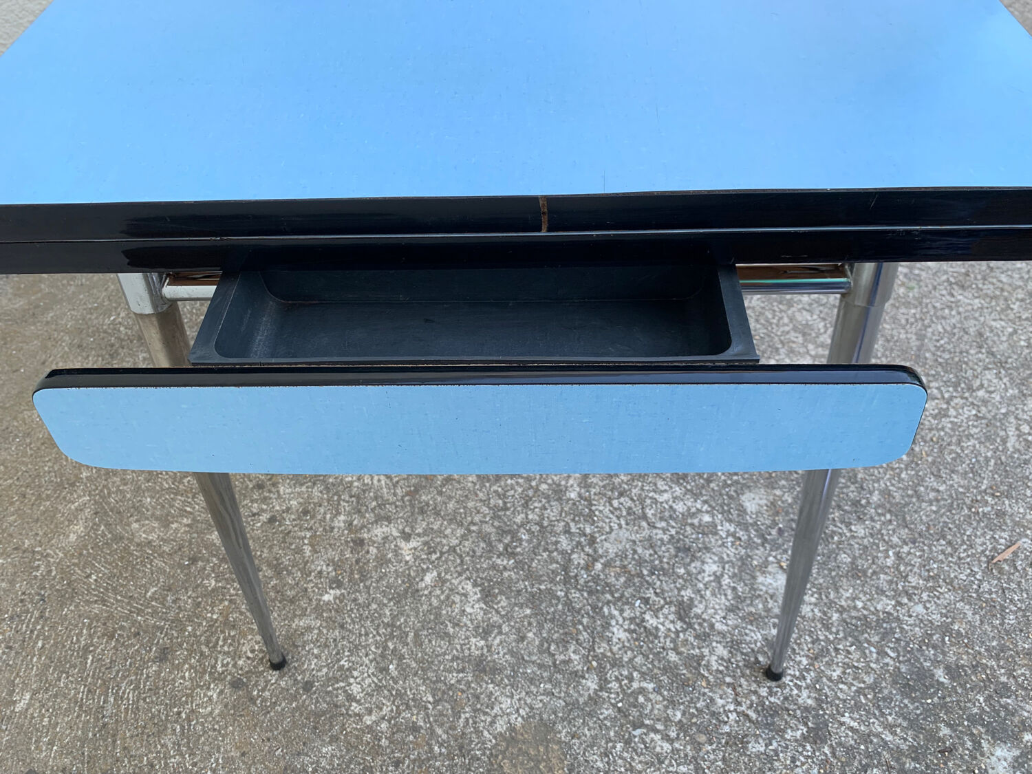 Blue formica table Sogemap 1960