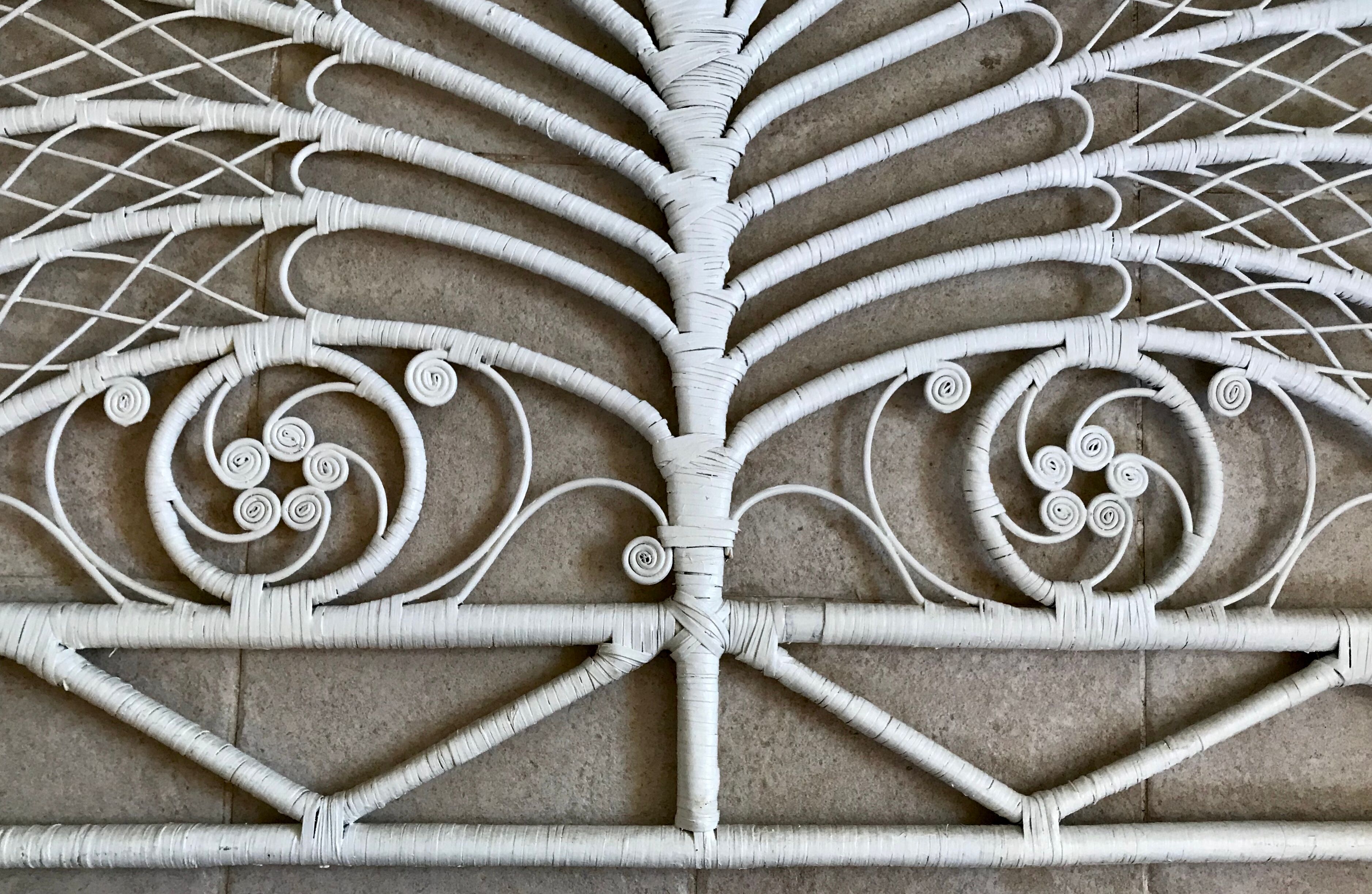 Headboard rattan peacock vintage