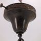 Suspension française avec une opaline et chaîne et galerie d'origine en cuivre patiné