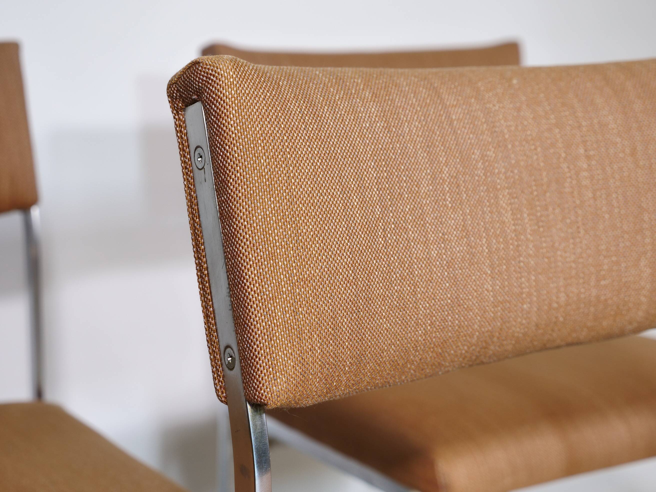 Mid Century Chairs in Chrome and Fabric, Set of 4, 1970s
