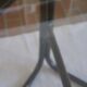 Round dining table in rattan, smoked glass top, 1970s.