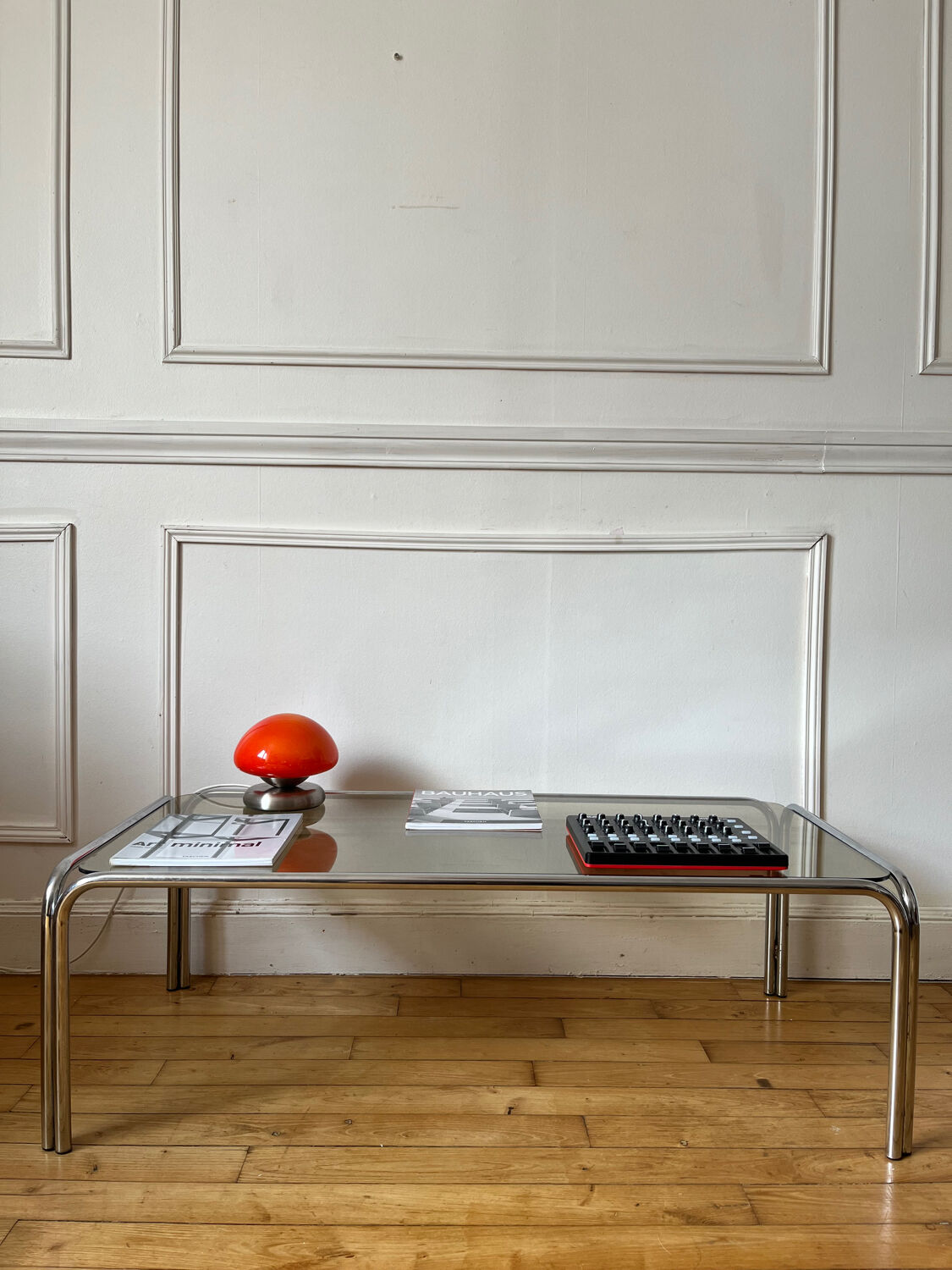 Vintage smoked glass coffee table