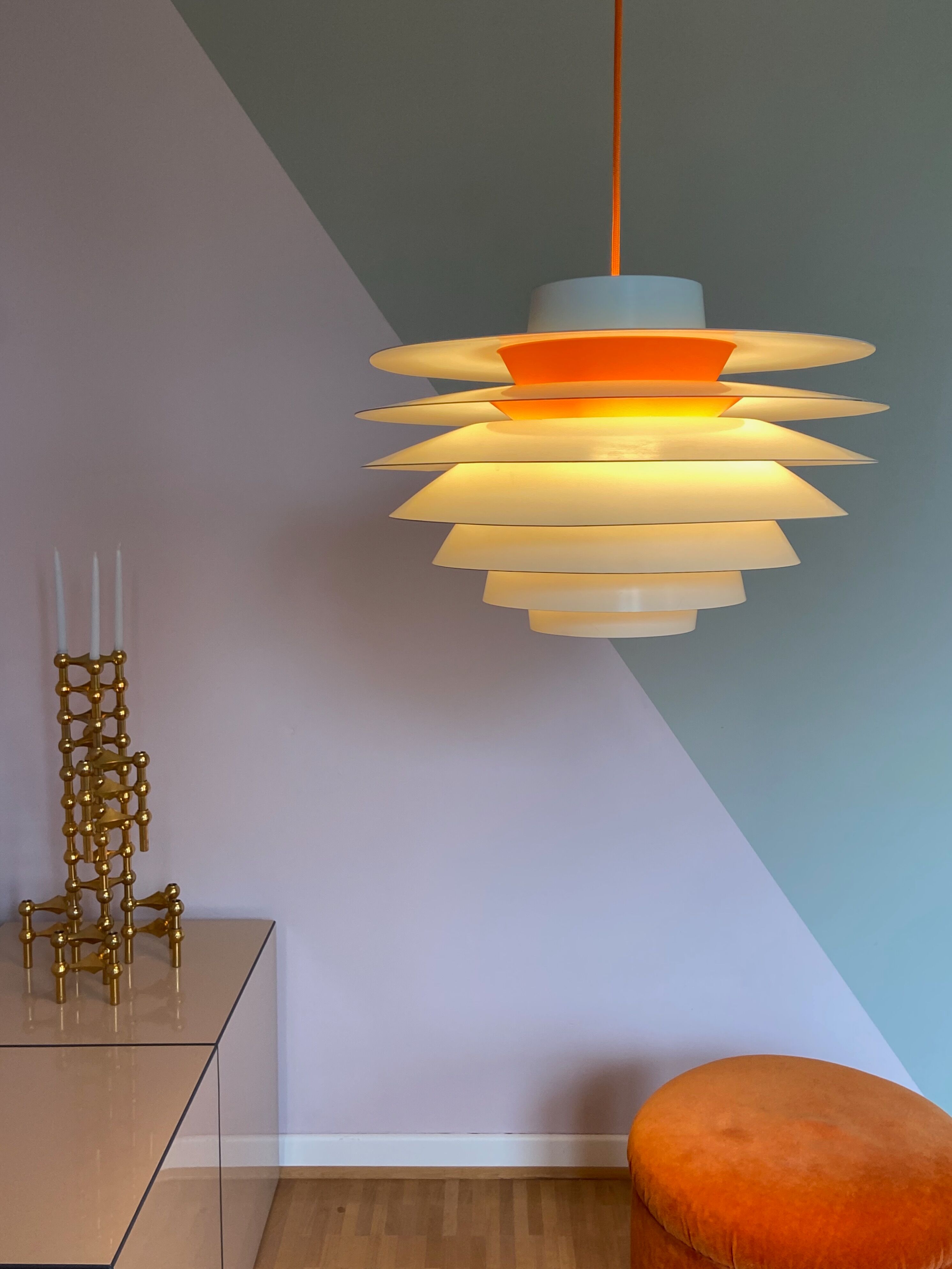 Sven middelboe verona pendant in white and orange by nordisk solar, denmark