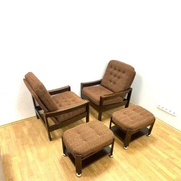 Retro armchairs with footstools, Hikor, 1970s