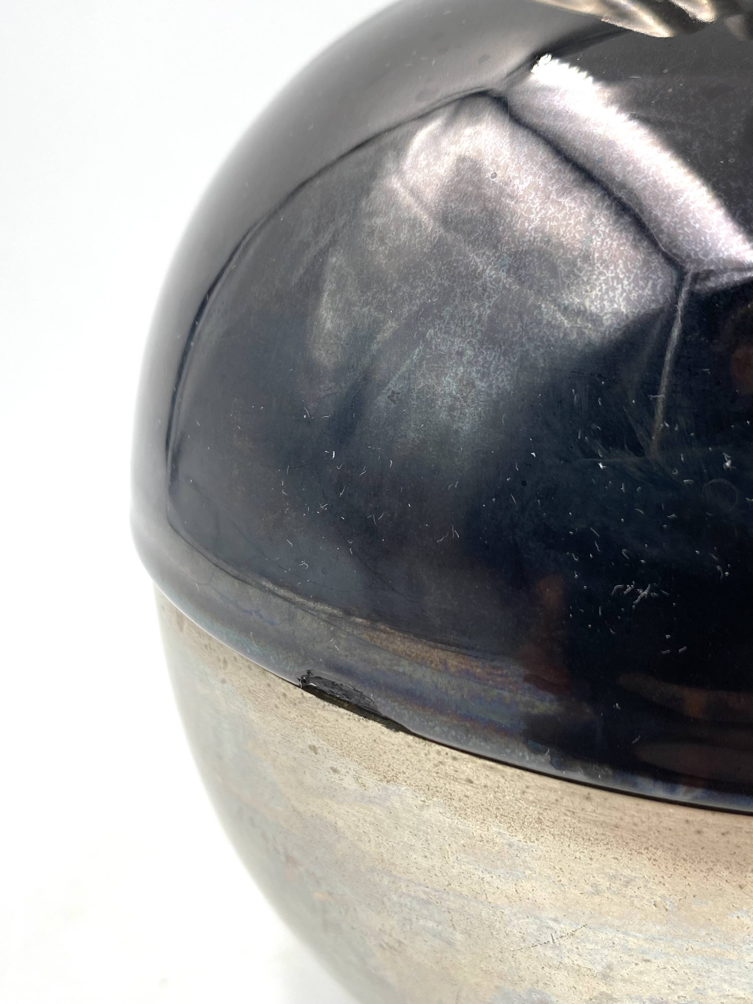 Mario Bertozzi, ceramic spherical vase, Marber Italy, 1970s