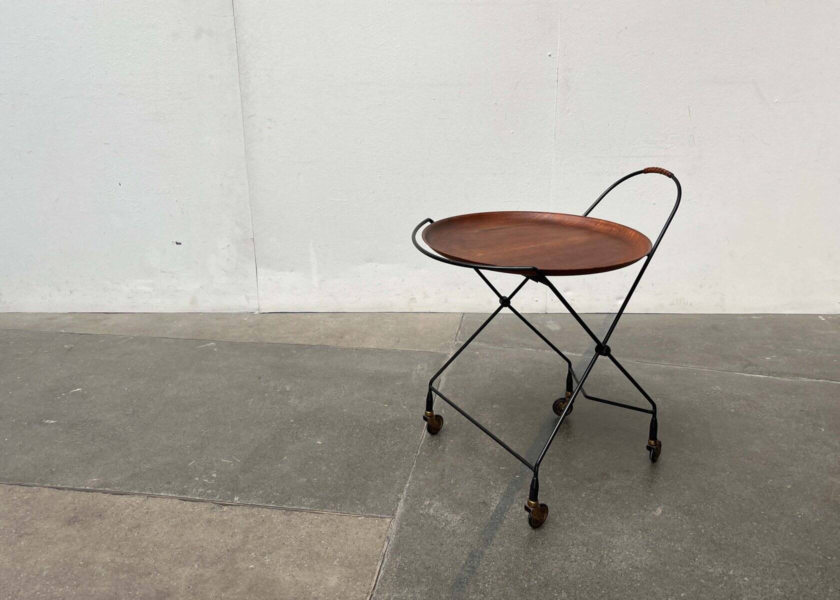 Modern folding teak trolley from the mid-century, Sweden, 1960s