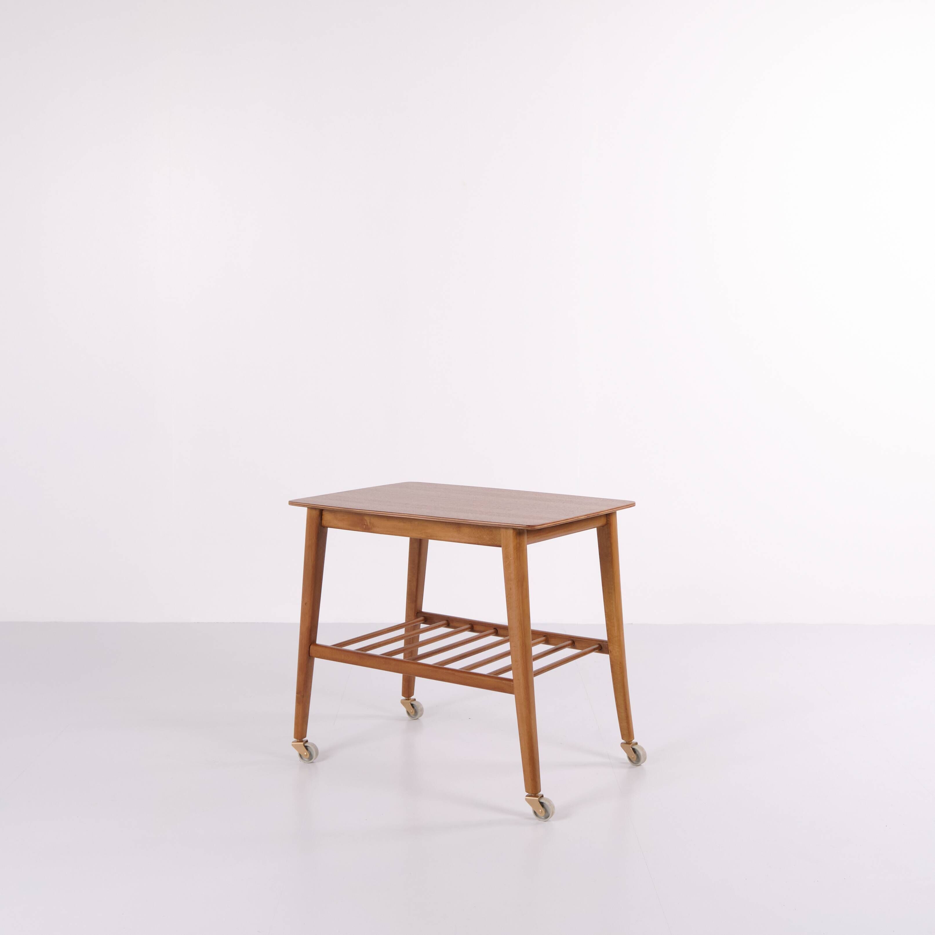 Side table with shelf on wheels - teak - Danish design - 1960s