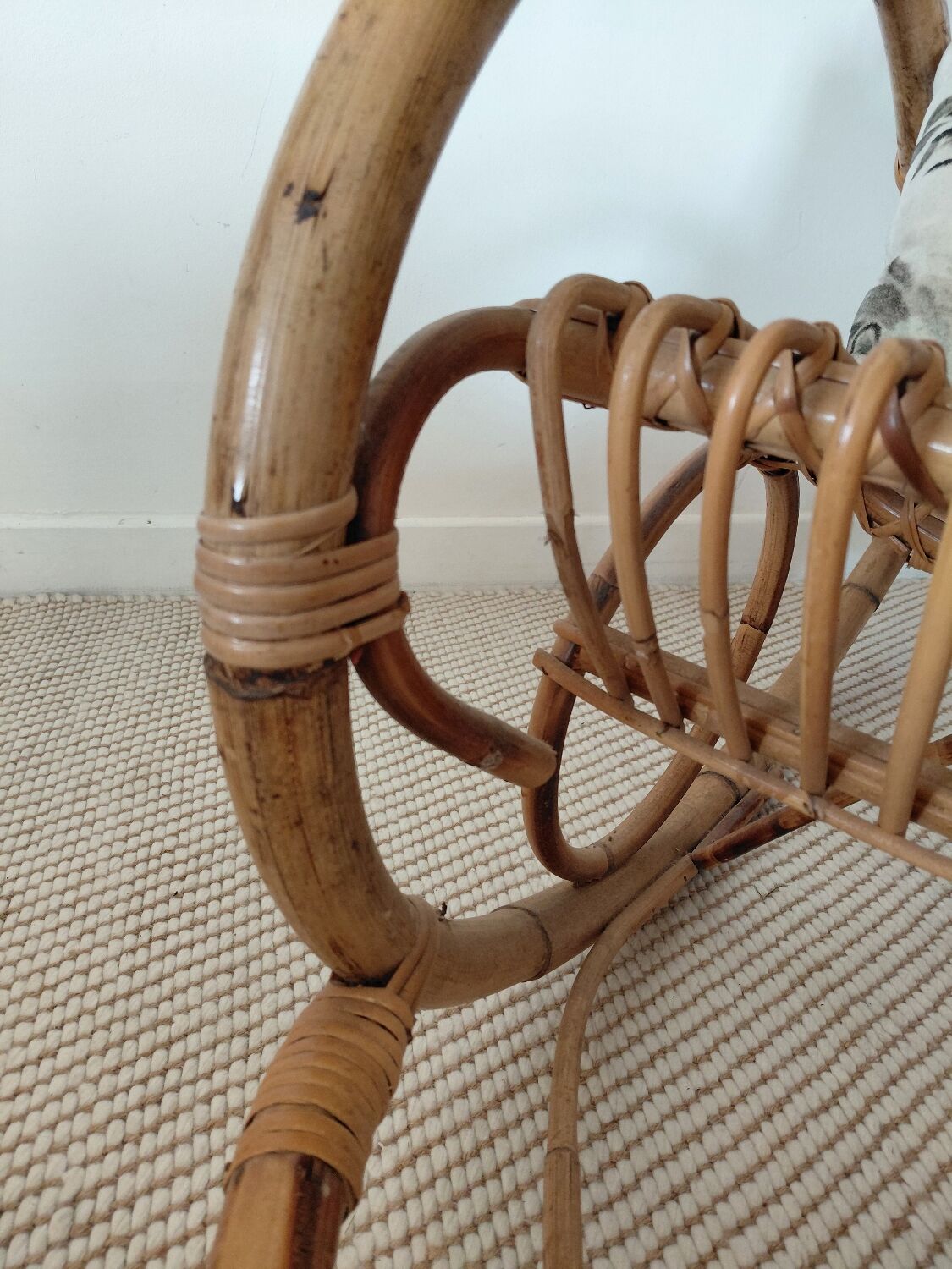 Natural rattan rocking chair - Vintage 1960s/70s