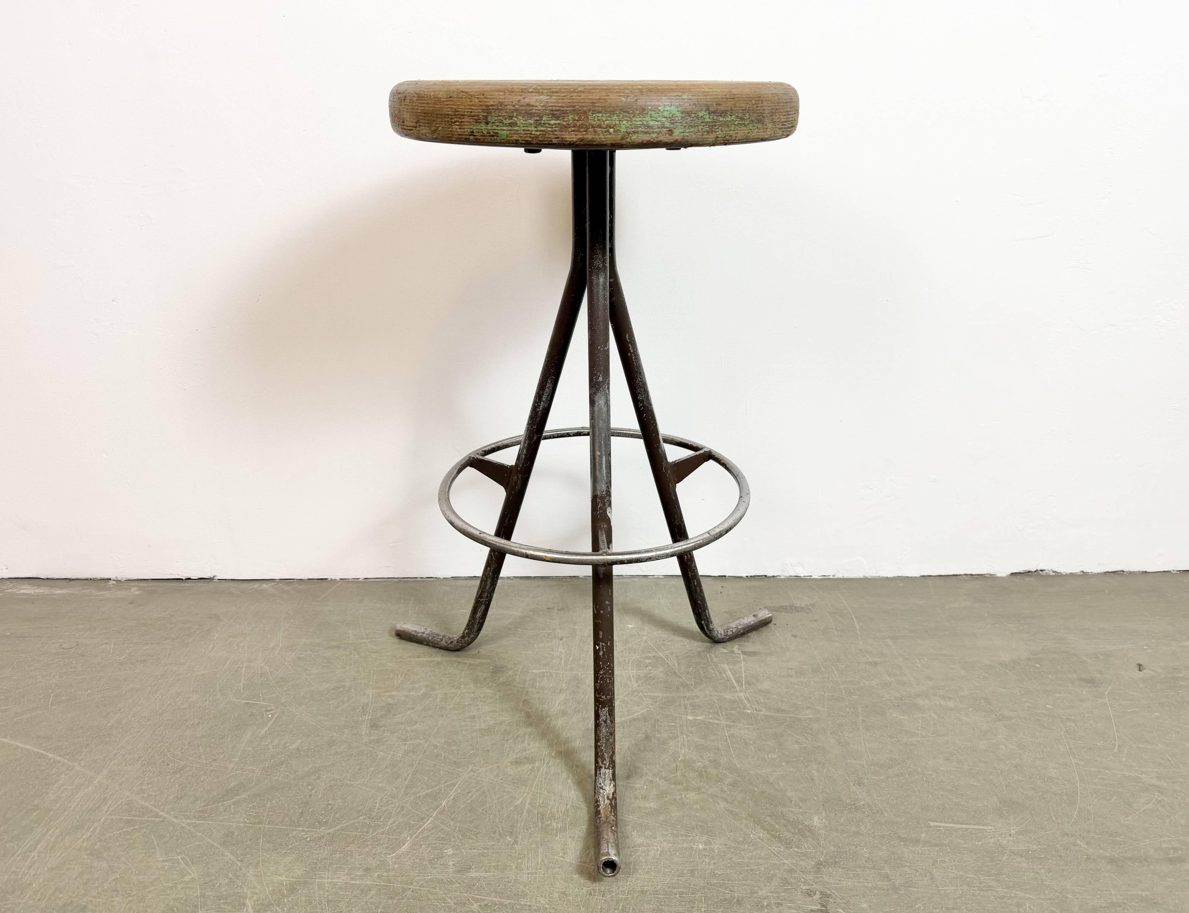 Grey Industrial Workshop Stool, 1960s